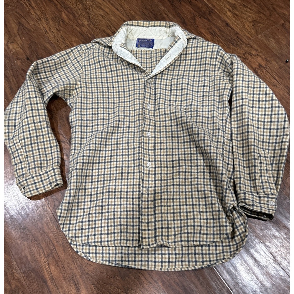 Pendleton Mens 100% Pure Virgin Wool Plaid Button Down Shirt Sz M Oregon